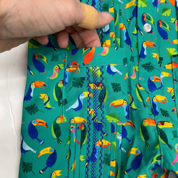 NWT Blue Quail 0-3M Toucans Guayabera Romper - Picture 3 of 7
